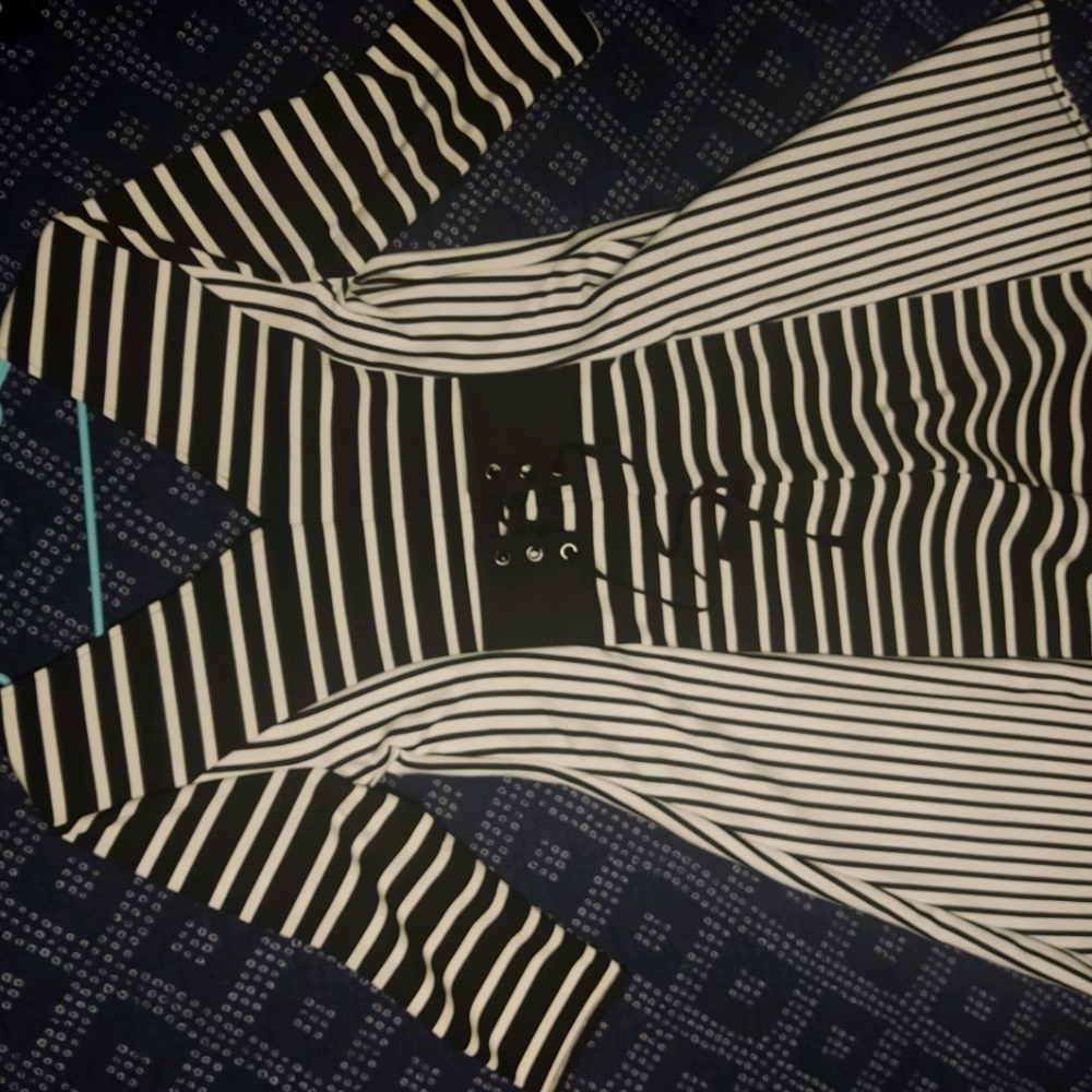 Corseted back striped dress